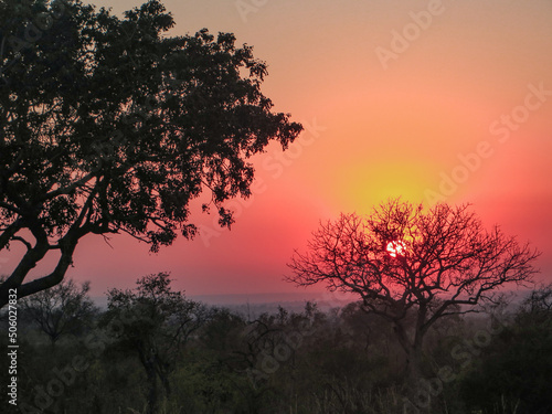 Sunset in South Africa with a beautiful landscape.
