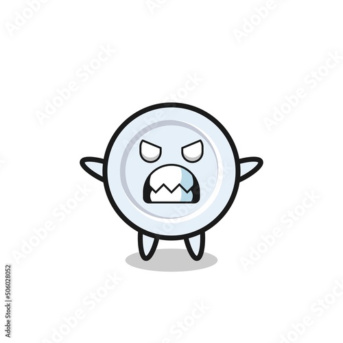 wrathful expression of the plate mascot character