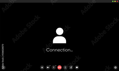 Start online conference concept. Video call app mockup