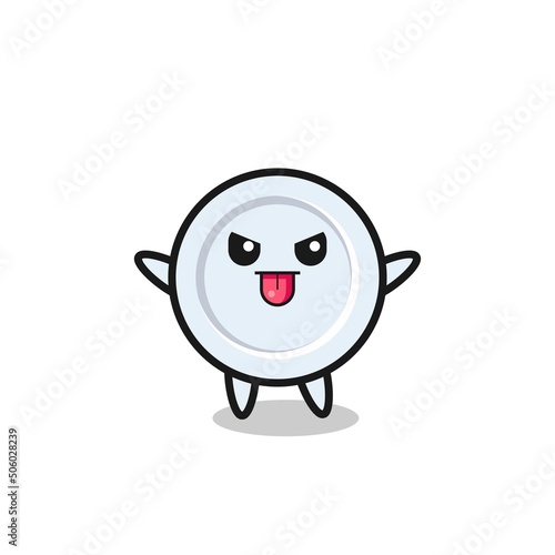 naughty plate character in mocking pose