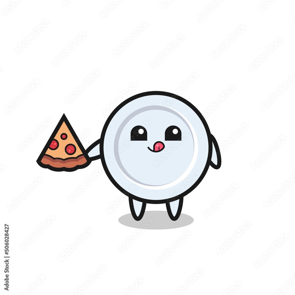 cute plate cartoon eating pizza cute plate cartoon eating pizza