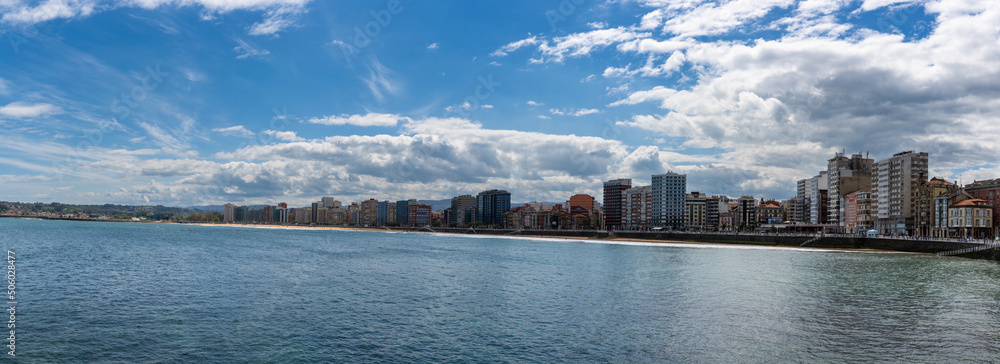 panorama cityscape of Gijon and the San Lorenzo beach panorama cityscape of Gijon and the San Lorenzo beach