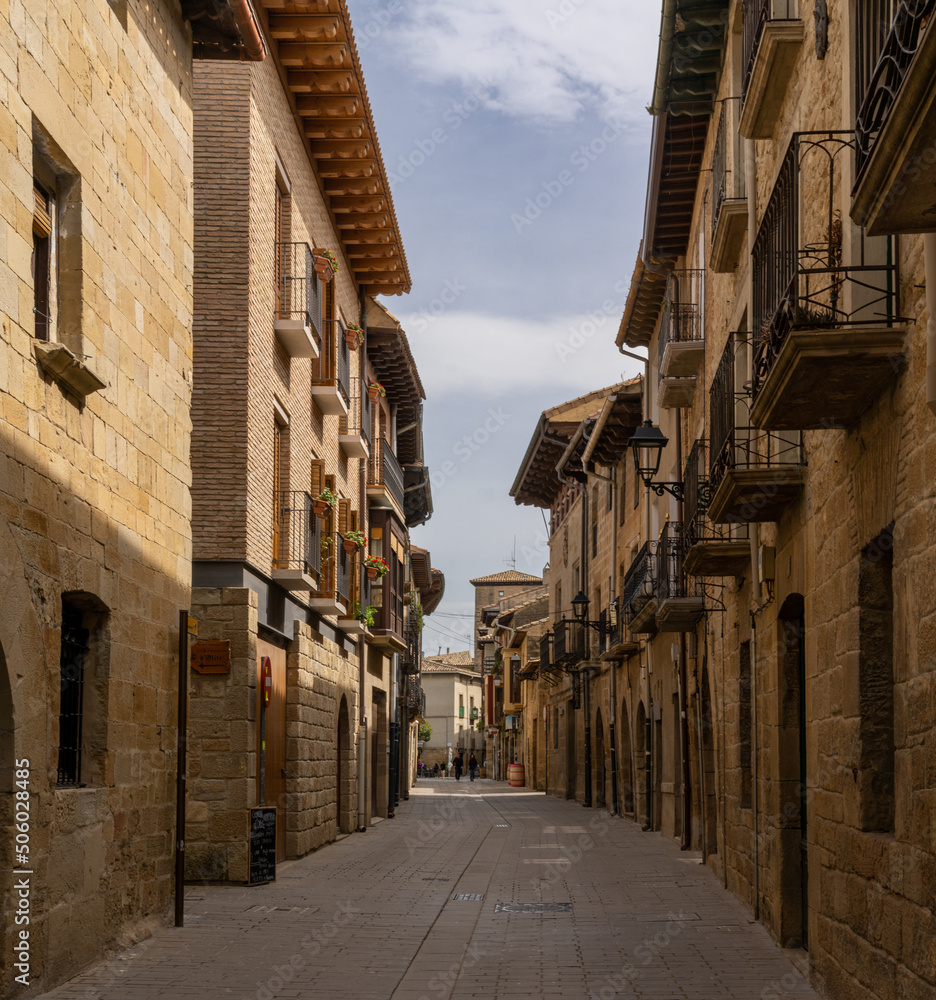 narrow picturesque street in the historic old town pedestrian zone of Olite