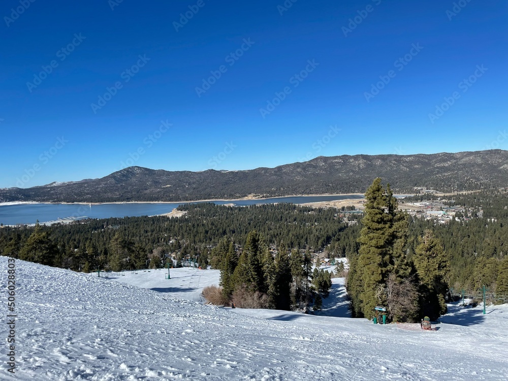 Lake beside ski slopes