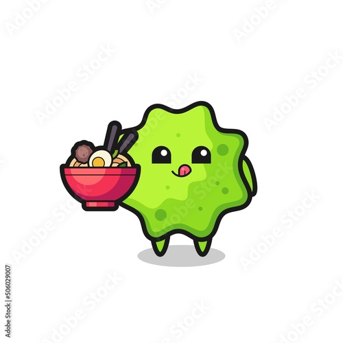 cute splat character eating noodles