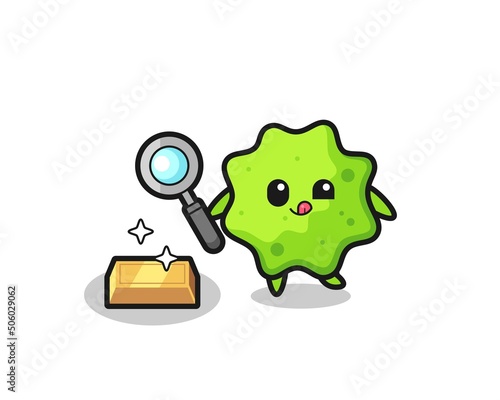 splat character is checking the authenticity of the gold bullion