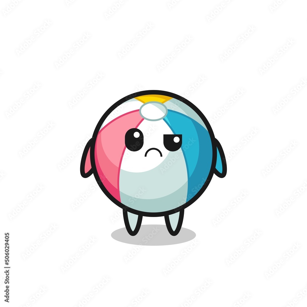 the mascot of the beach ball with sceptical face the mascot of the beach ball with sceptical face