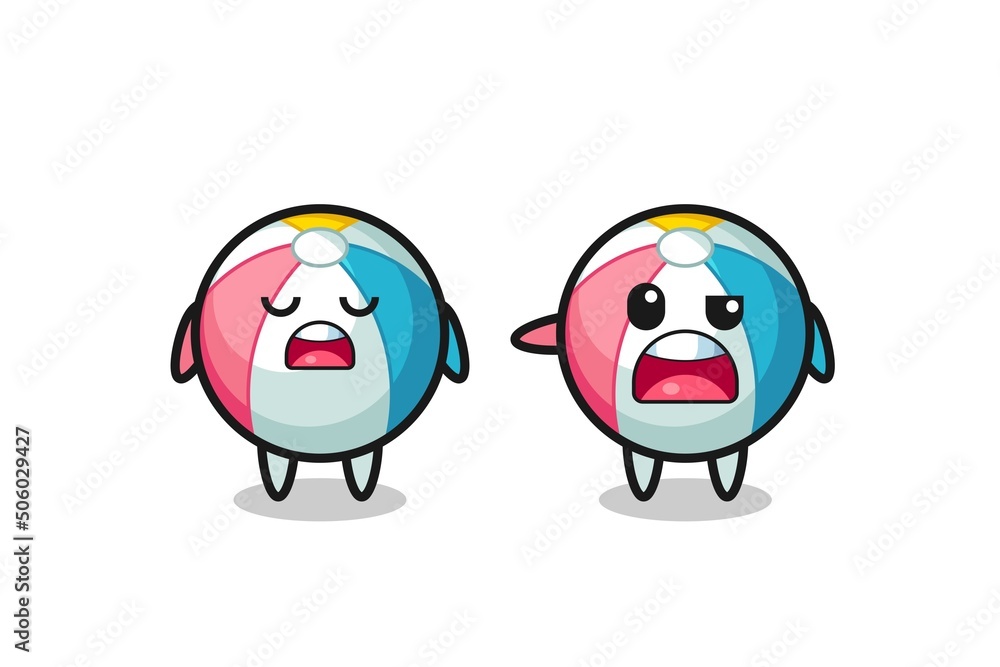 Fototapeta premium illustration of the argue between two cute beach ball characters