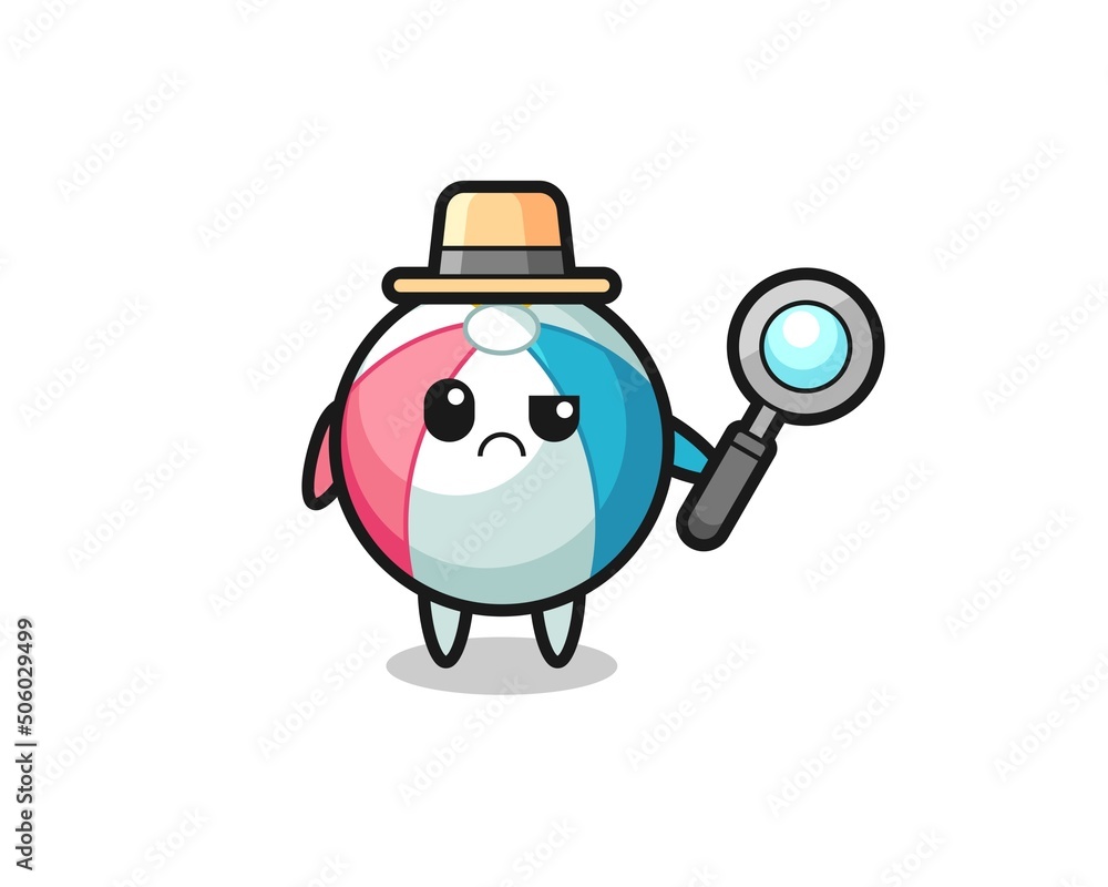 the mascot of cute beach ball as a detective