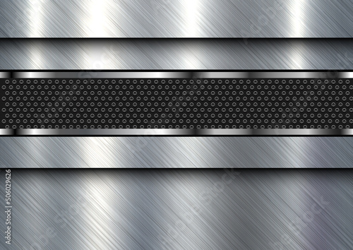Metal silver background, steel texture with brushed metallic texture plate pattern, vector illustration.