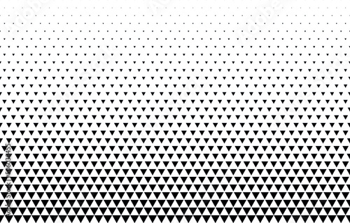 Geometric pattern of black triangles on a white background.Seamless in one direction. A variant with medium attenuation.Radial method.29 figures in hight