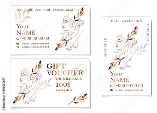Beautician business card template and gift certificate