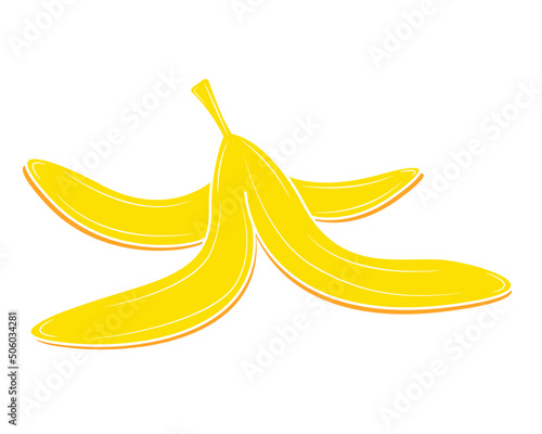 Banana peel in clipart style isolated on white background. Vector illustration.