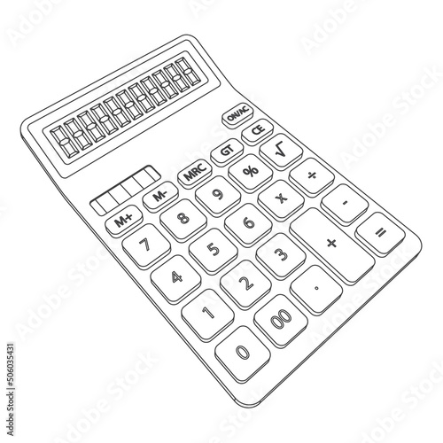 Vector line art calculator illustration