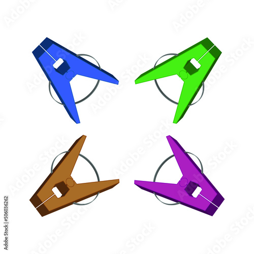 wooden cloth clips. clothes peg vector.