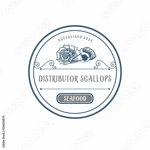 Vintage Retro Seafood Emblem, Hipster Shellfish Logo for Restaurant