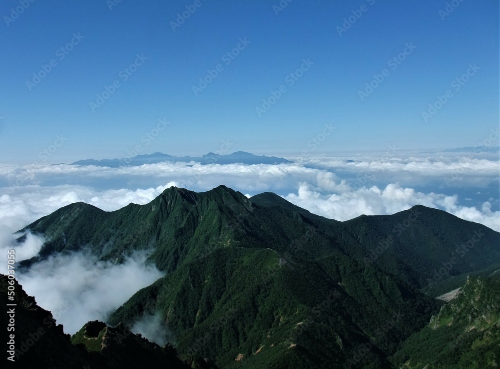 八ヶ岳赤岳の山頂付近から見た風景