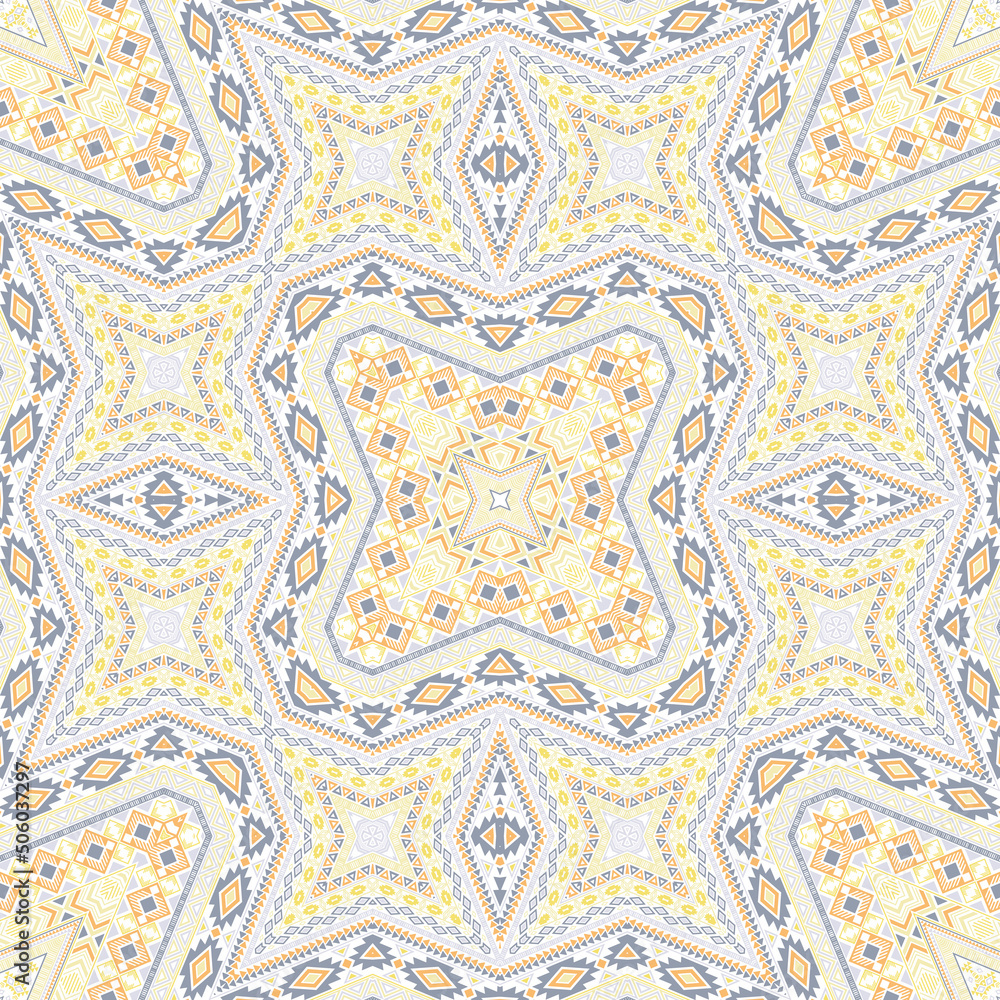 Spanish seamless ornament vector design. Vintage geometric texture. Carpet print in ethnic style.