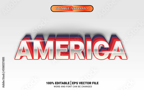 America 3d red blue white text effect editabe template design independence day