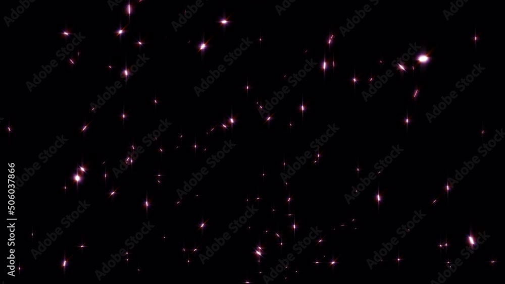 Loop of flow up glow particles sparks rising up on black background. 4K ...