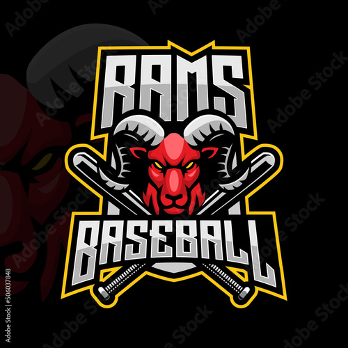 rams mascot baseball logo design