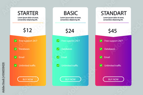 price list, for specifying services and prices of favorable offers