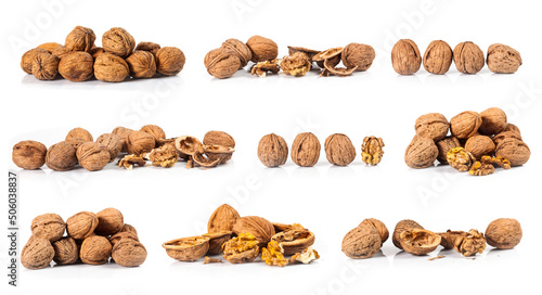composite of walnut isolated on white background
