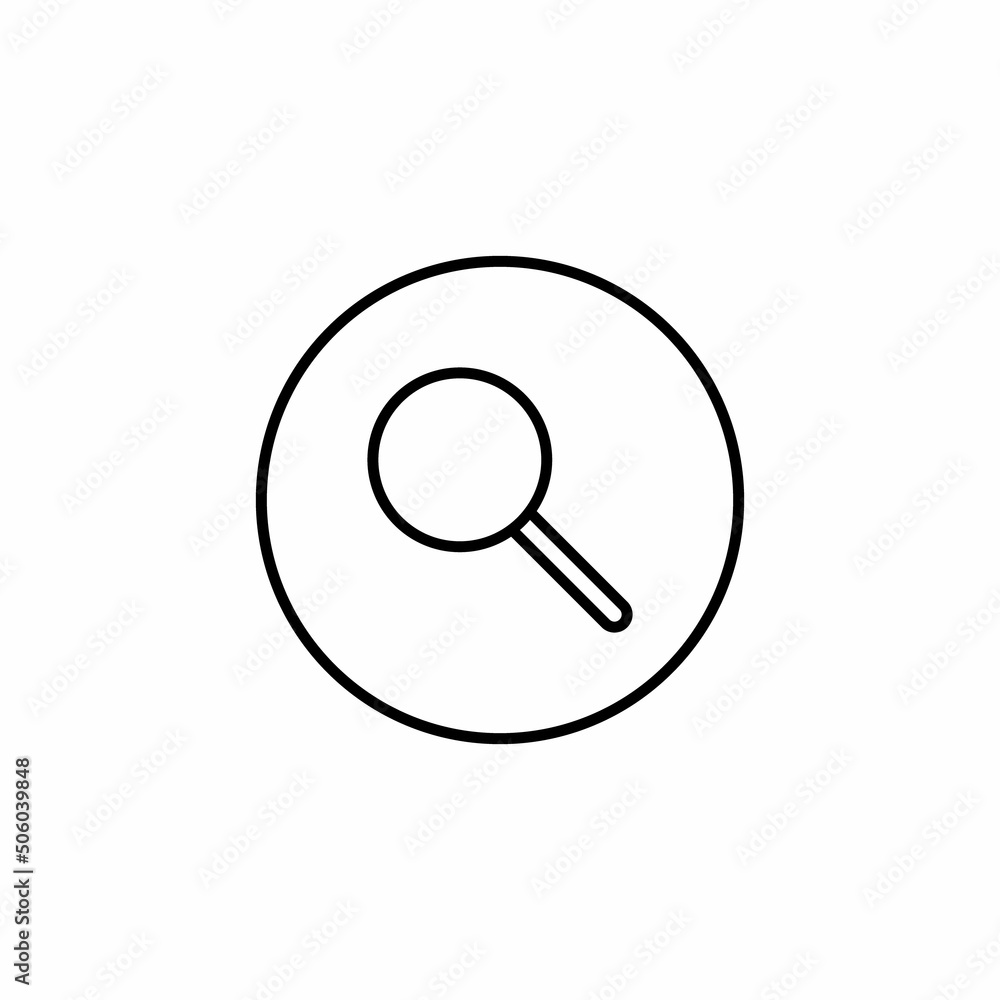 Magnifying glass icon vector in circle line Magnifying glass icon vector in circle line