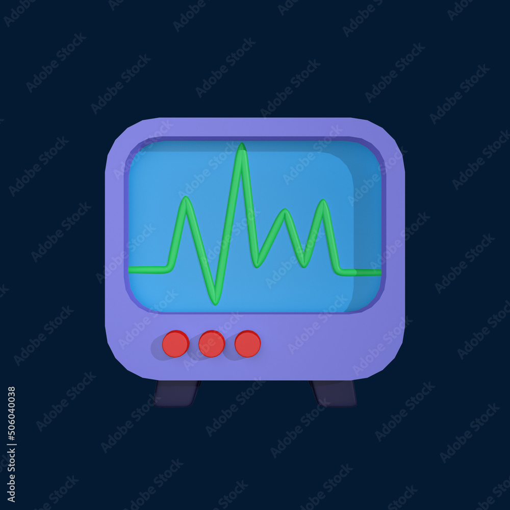3d icon ECG Monitor 3d icon ECG Monitor