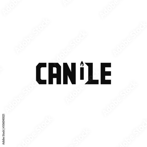 Candle wordmark, negative space. Logo design.