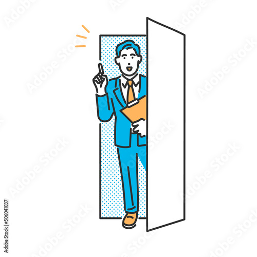 笑顔で歓迎する相談窓口の担当者のイメージイラスト素材