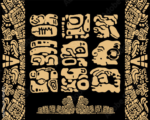 Creative design on the theme of ancient Mayan civilization. The Aztecs, Mayans, Incas.
Mayan calendar.
