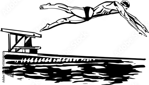 silhouette of a diver in a jump in the water