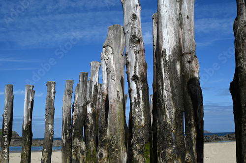 Brise-lames sur la plage de l'Eventail de Saint-Malo