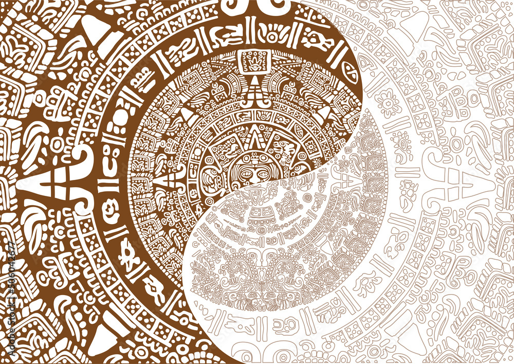 Fototapeta Original design for Maya calendar. Images of characters of ancient American Indians.The Aztecs, Mayans, Incas.
Mayan calendar.
