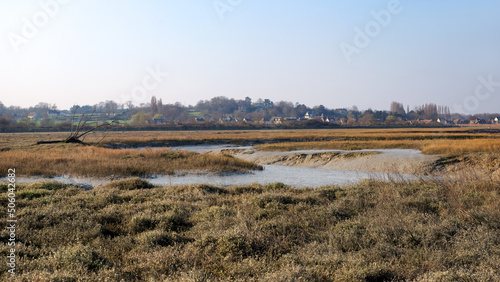 Low tide in the estuary of the Orne river. Normandy coast photo