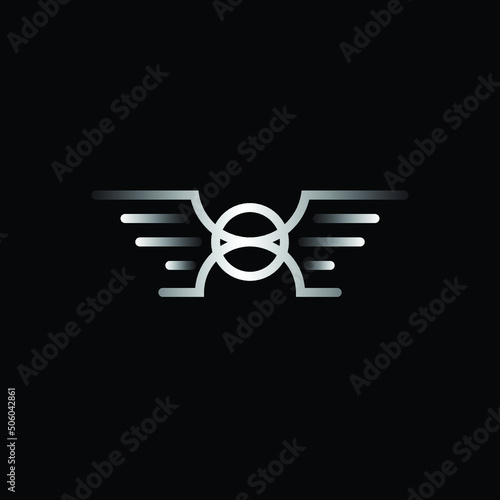 Steering Wheel Logo. winged circle logo representing the steering wheel of the car