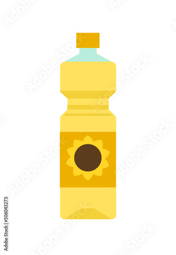 Bottle with sunflower oil. Food ingredient. flat vector illustration isolated on white.