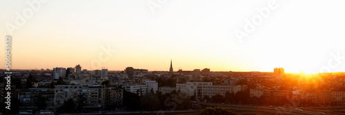 Fotografie Cityscape of Novi Sad city, Serbia during sunset