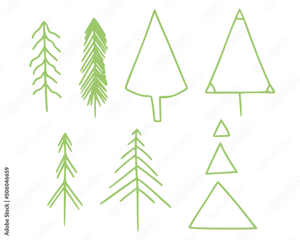 Christmas tree green illustrations isolated on white background Christmas tree green illustrations isolated on white background