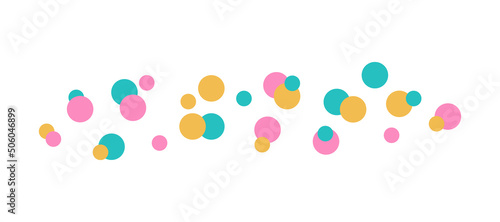 Cute confetti pattern line. Decorative element for different holidays. Circles border line - to decorate cards, postcards, invitations. Festive design decor color illustration. © LENNAMATS