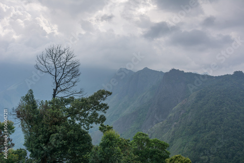 Munnar, Kerala, India - April 28, 2022: Views of Munnar Hills from watch tower