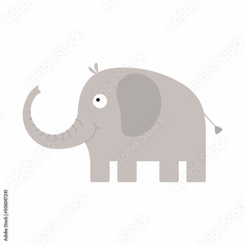Cute little elephant isolated. Cartoon animal character for kids cards, baby shower, invitation, poster, t-shirt, house decor. Vector stock illustration.