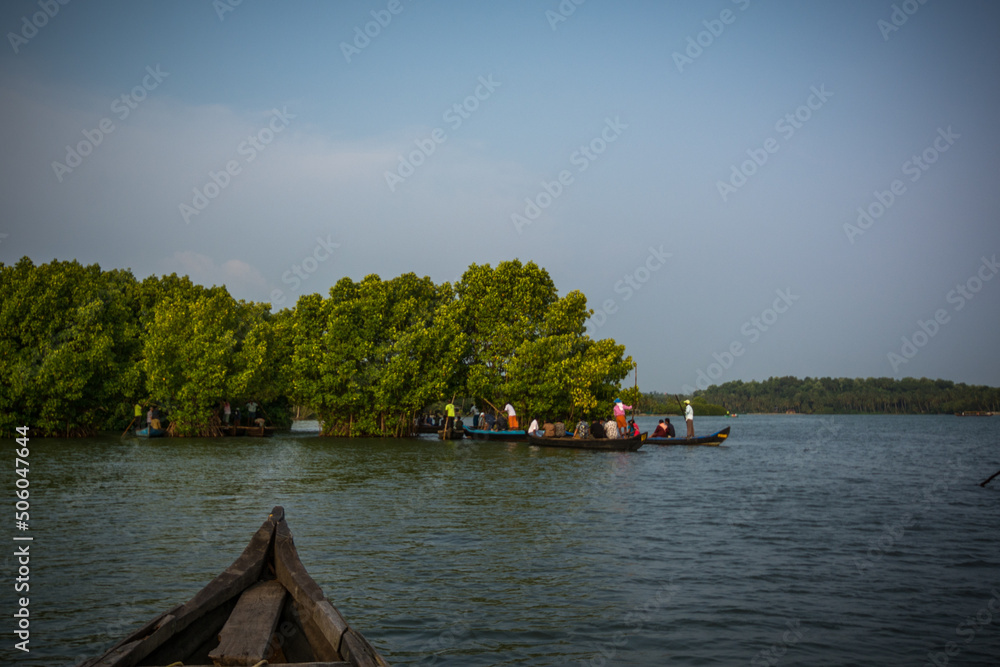 Canoe trip through Mangrove forest in Munroe Island Canoe trip through Mangrove forest in Munroe Island