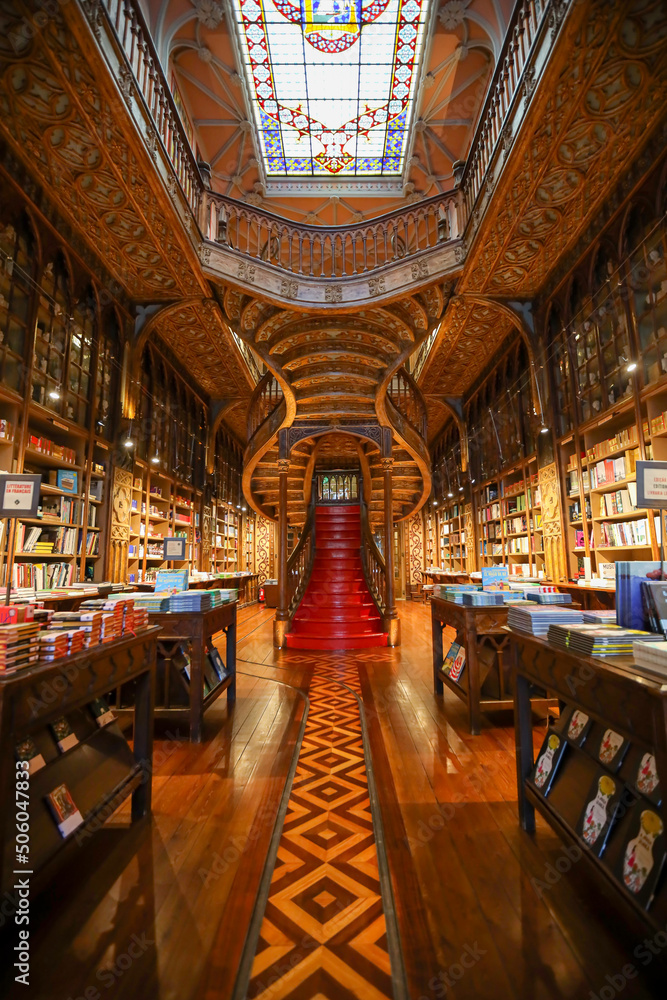 Naklejka premium Livraria Lello e Irmão is considered one of the most beautiful bookstores in the world.