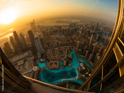 Fototapeta Sunrise view from Burj Khalifa