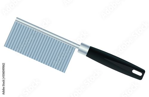 Kitchen wavy knife made of stainless steel and black plastic handle
