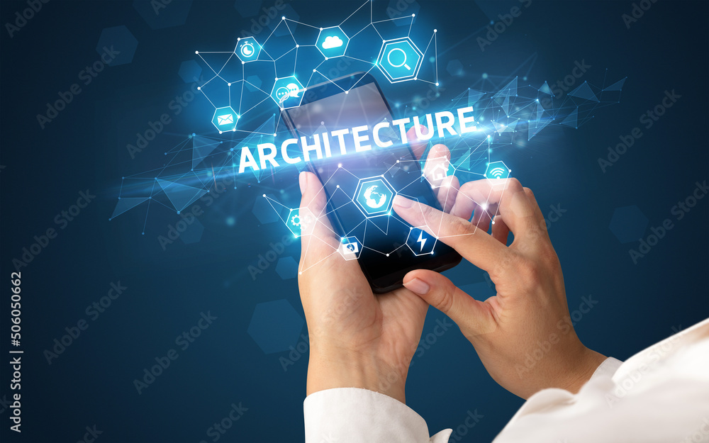 Hand using smartphone with technology concept Hand using smartphone with technology concept