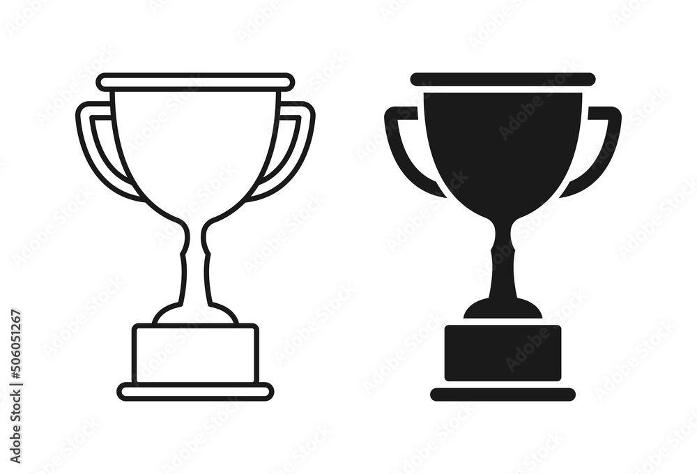 Award cup vector icons. Outline and solid. Award cup vector icons. Outline and solid.
