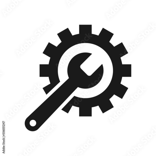 repair Icon. Spanner with a gear vector illustration.